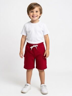 Boys’ Cargo Drawstring Shorts - Red